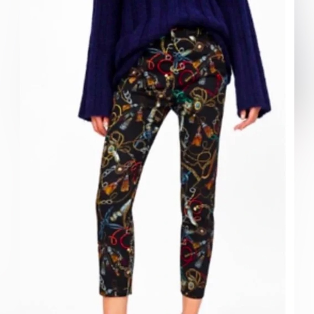 Zara Straight Chain Print Pant, Size XS